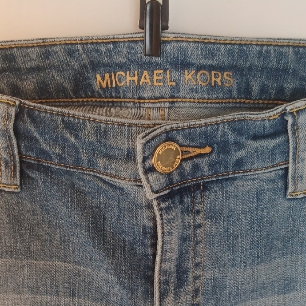 Michael Kors Blue Gold Cropped Jeans, 12/14
